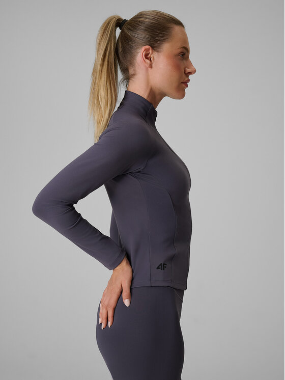 4F 4F Bluza techniczna BASIC+ Szary ciemny Slim Fit