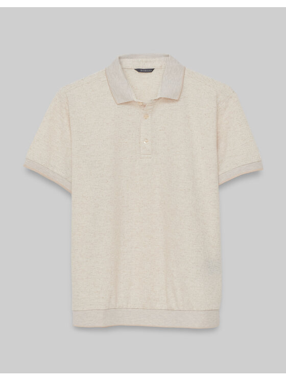 Borgio Borgio Polo leini_bz Beżowy Classic Fit
