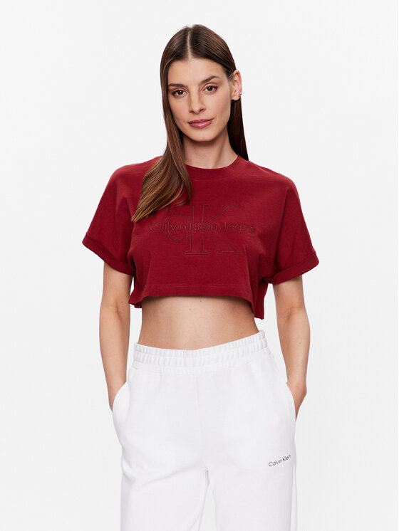 Calvin Klein Jeans T-krekls J20J221048 Bordo Regular Fit