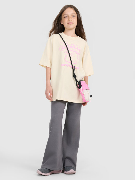 4F 4F T-Shirt KITTY JOGA Kremowy Oversize