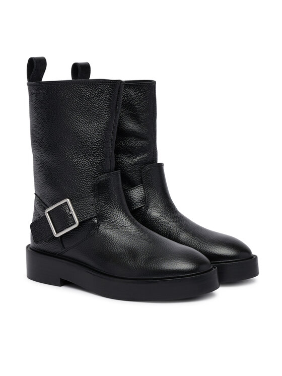 Calvin Klein Calvin Klein Боти Conc Welt Mid Biker Boot Lth HW0HW03212 Черен