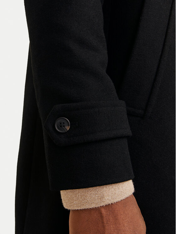 Jack & Jones Jack & Jones Płaszcz wełniany Melton 12258672 Czarny Regular Fit
