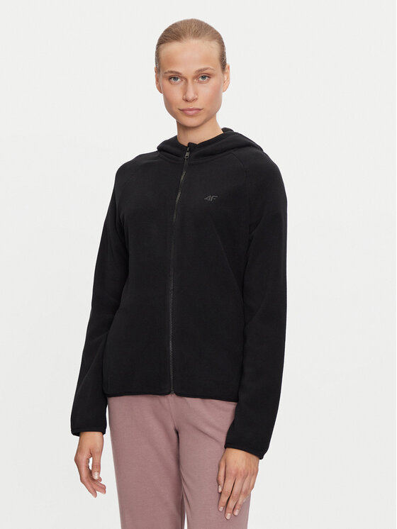 4F Fleecová mikina 4FWMM00TFLEF291 Čierna Regular Fit