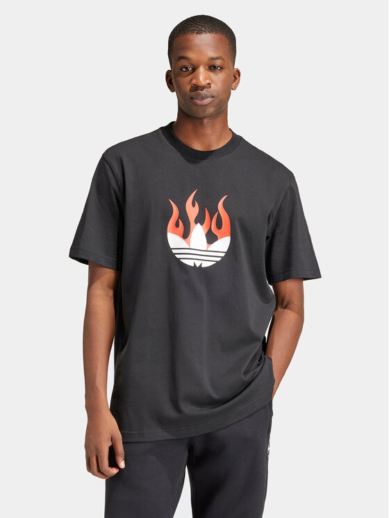 adidas Majica Flames Logo IS0178 Črna Loose Fit