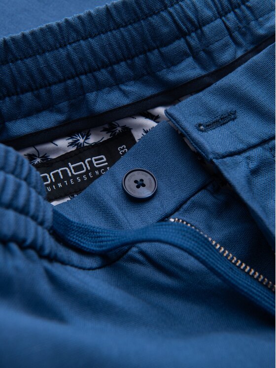 Ombre Ombre Kalhoty z materiálu OM-PACP-0198 Modrá Chino Fit