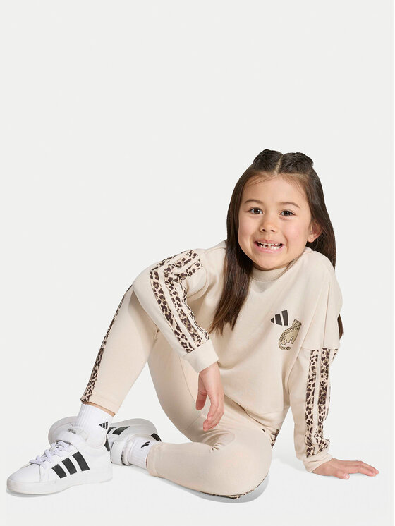 adidas adidas Komplektas: džemperis ir tamprės Animal Leggings Set KC7210 Smėlio Regular Fit