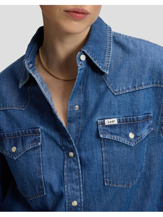 Lee Lee Koszula ESSENTIAL WESTERN SHIRT Niebieski Relaxed Fit