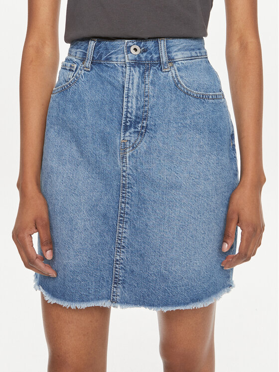 Pepe Jeans Pepe Jeans Teksaselik Mini Skirt Hw PL901124MN9 Sinine Regular Fit