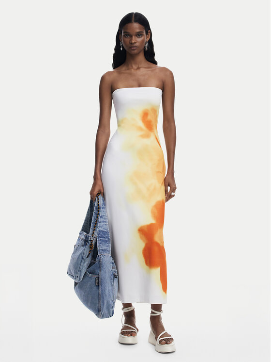 Desigual Desigual Letní šaty Amberes 25SWVK49 Écru Slim Fit