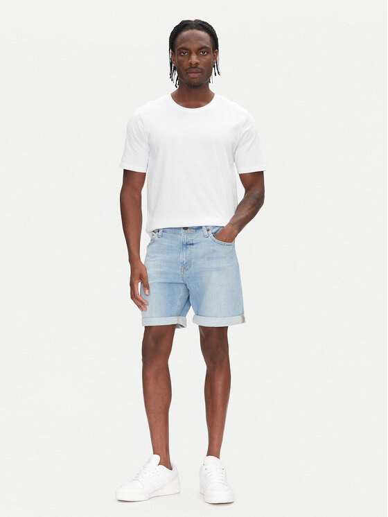 Lee Lee Pantaloni scurți de blugi Rider 112363926 Albastru Slim Fit