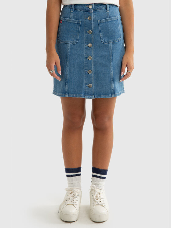 BIG STAR BIG STAR Spódnica jeansowa OLIVE Niebieski Wide Fit