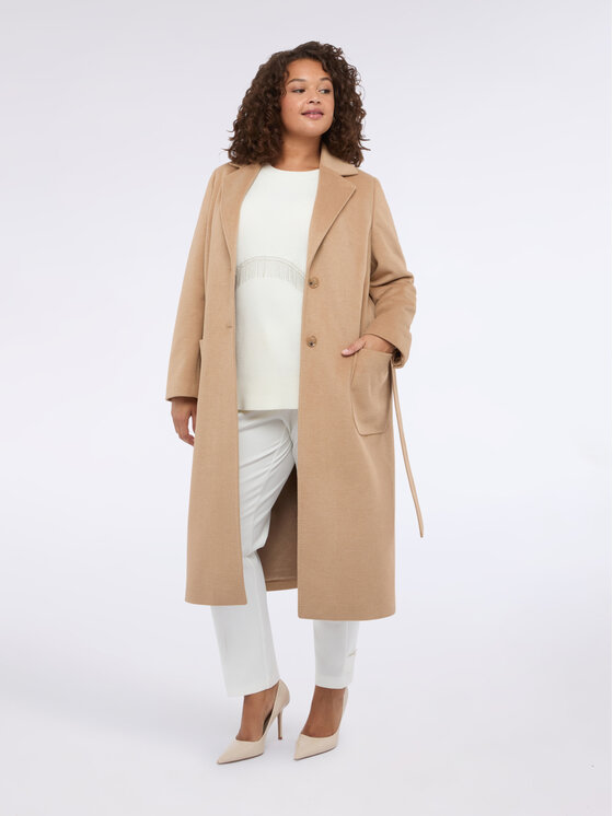 Fiorella Rubino Fiorella Rubino Płaszcz zimowy 0039T000346N012 Kremowy Regular Fit