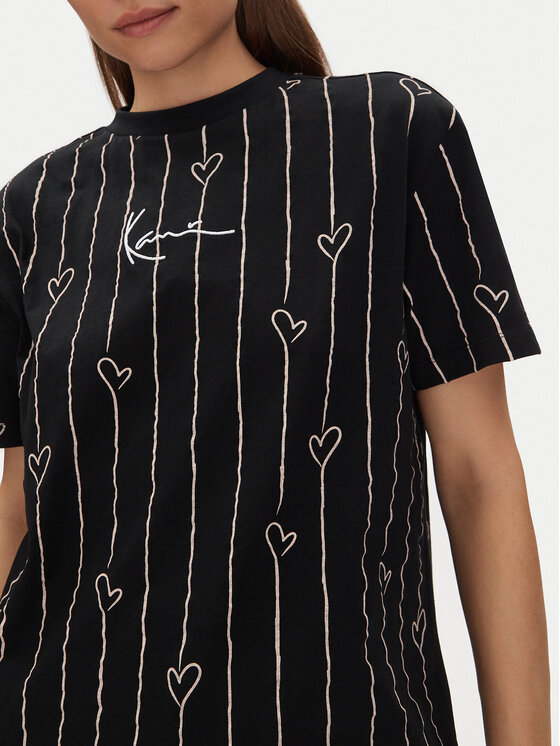 Karl Kani Karl Kani T-särk Signature Heart Pinstripe Os 61300126 Must Regular Fit