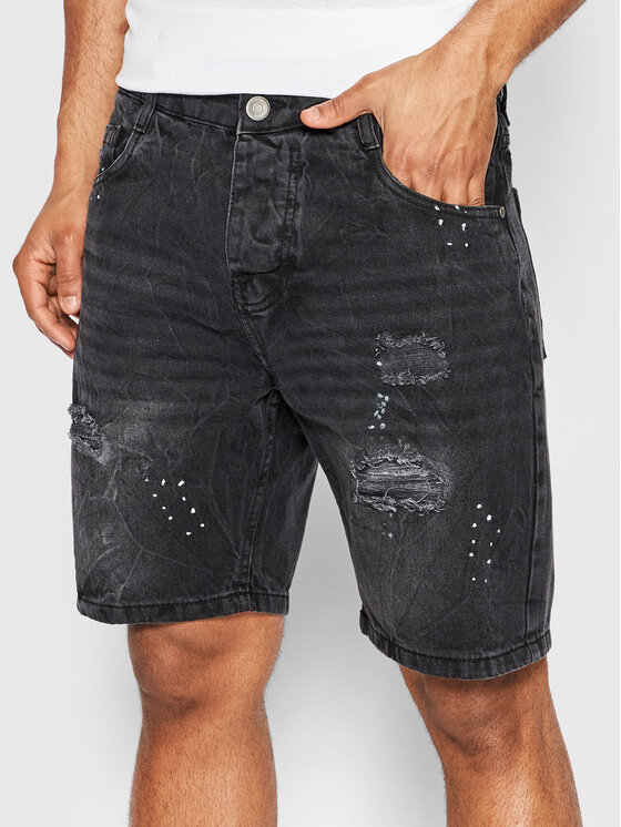 Brave Soul Džínsové šortky MSRT-OREGON Čierna Skinny Fit
