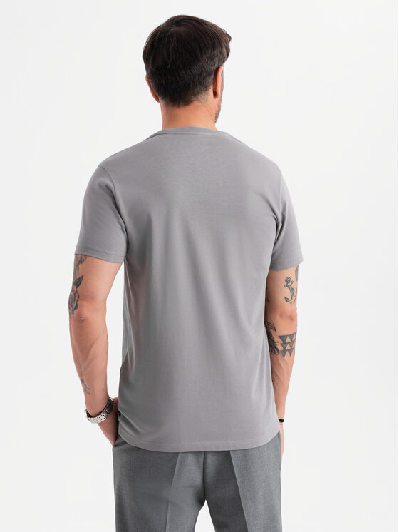 Ombre Ombre T-Shirt OM-TSBS-0146 Szary Regular Fit