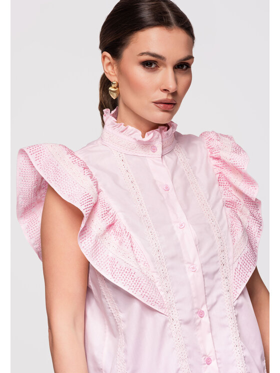 Ombre Ombre Koszula OW-SH-E0002 Różowy Regular Fit