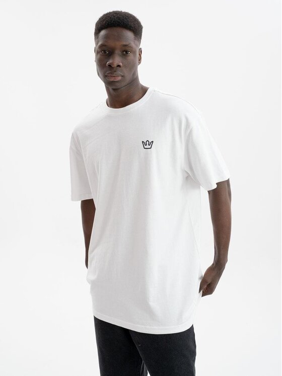Jigga Wear Jigga Wear T-Shirt Koszulka Z Krótkim Rękawem Oversize Męska Biała / Czarna Jigga Wear Simple Crown M Biały Oversize