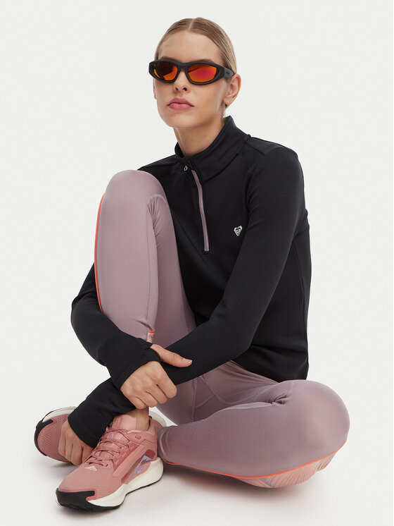 Roxy Roxy Techniniai marškinėliai Waves Of Warmth Tech Top ERJFT05033 Juoda Regular Fit