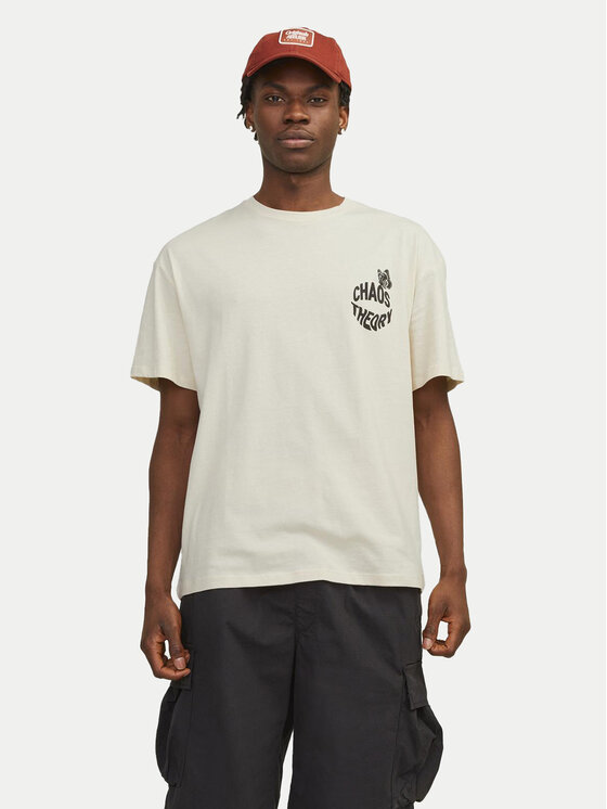 Jack&Jones Jack&Jones Tričko Jorfrutti 12256926 Écru Wide Fit