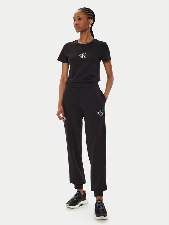 Calvin Klein Jeans Calvin Klein Jeans Teplákové kalhoty Monologo J20J223590 Černá Relaxed Fit