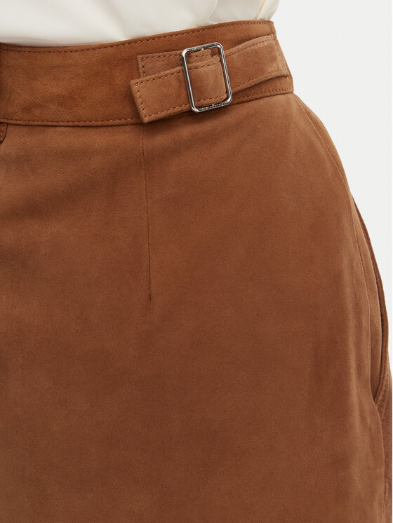 Marella Marella Kožená sukňa Zeus 2613401024 Hnedá Regular Fit