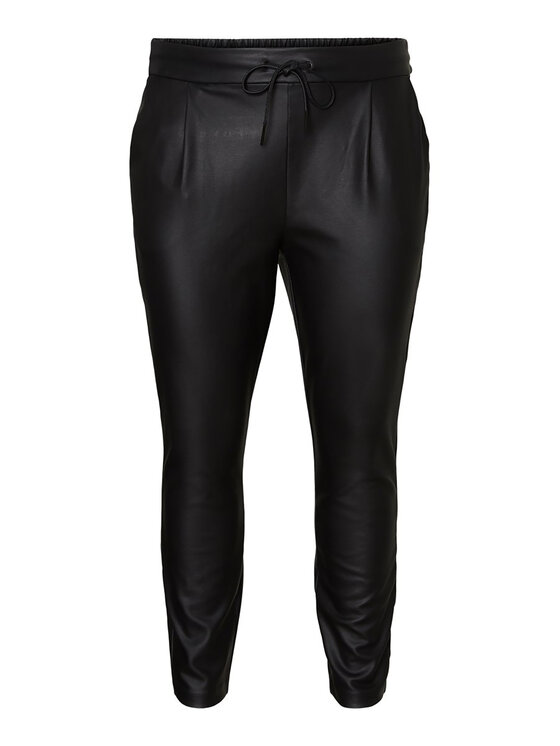 Vero Moda Curve Vero Moda Curve Spodnie z imitacji skóry 10225775 Czarny Regular Fit