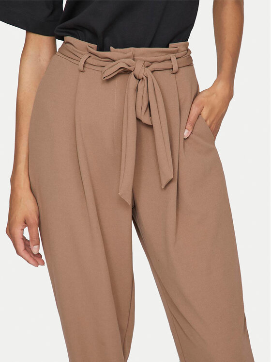 Vila Vila Kalhoty z materiálu Clava 14100197 Hnědá Straight Fit