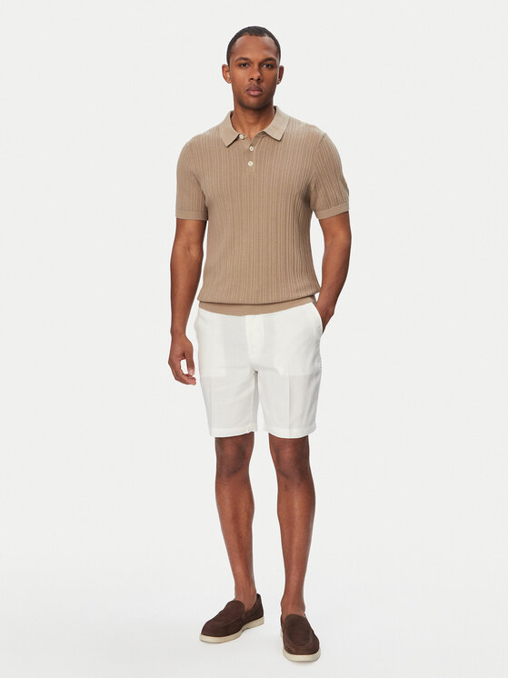 BOSS BOSS Pantaloncini di tessuto Kane1 50557537 Bianco Regular Fit