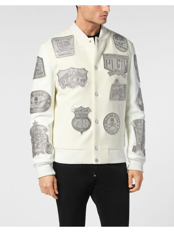 PHILIPP PLEIN PHILIPP PLEIN Kurtka bomber 22367 Biały Regular Fit