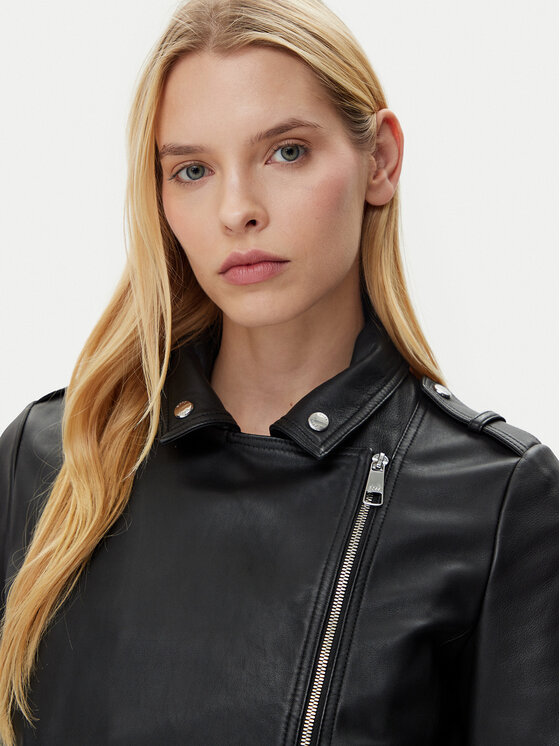 BOSS BOSS Bőrkabát C_Sameli 50510964 Fekete Regular Fit