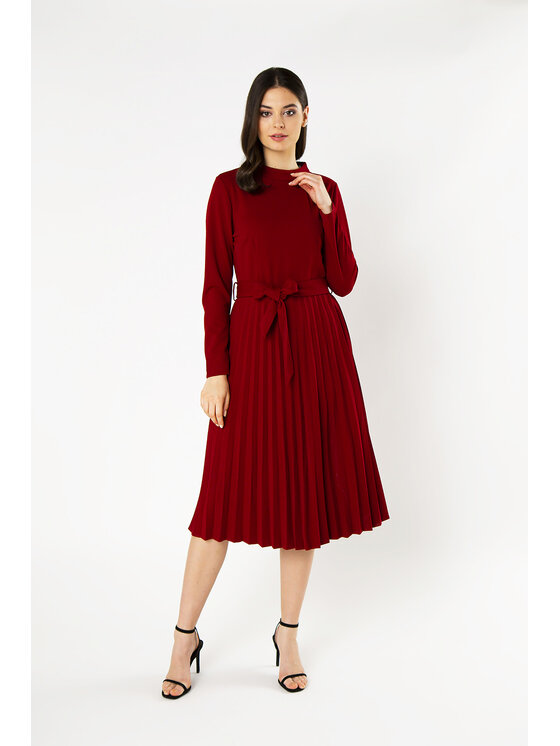 QUIOSQUE QUIOSQUE Každodenné šaty TEALCREPE DRESS Bordová Regular Fit
