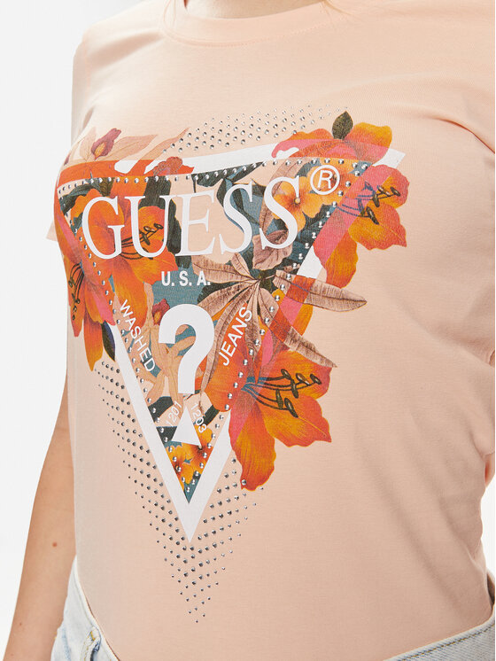 Guess Guess T-Shirt Ss Cn Tropical Train W4GI62 J1314 Oranžová Slim Fit