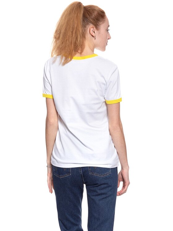 Wrangler Wrangler T-Shirt B&Y RINGER TEE Biały Regular Fit