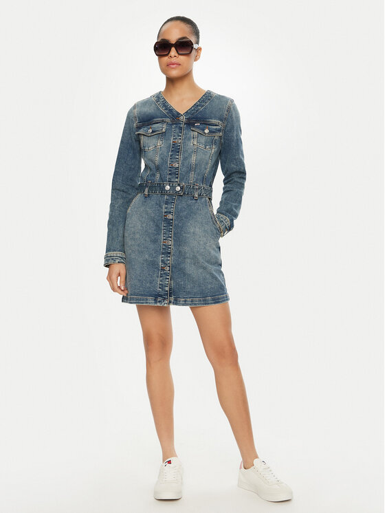 Tommy Jeans Tommy Jeans Rochie de blugi DW0DW19854 Albastru Regular Fit