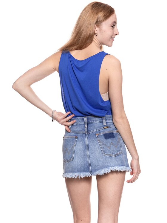 Wrangler Wrangler T-Shirt B&Y KABEL TANK Niebieski Regular Fit