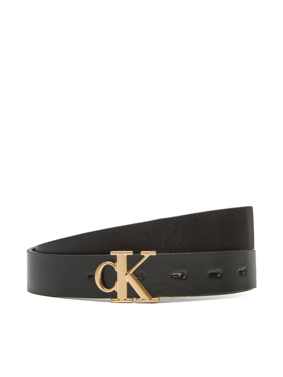 Curea de Damă Calvin Klein Monogram Plaque Buckle 25Mm Rev LV04K7005G Negru