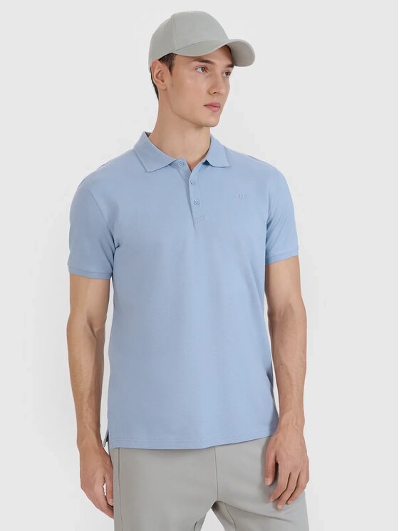 4F 4F Polo 4FWSS25TPTSM407-34S Niebieski Regular Fit