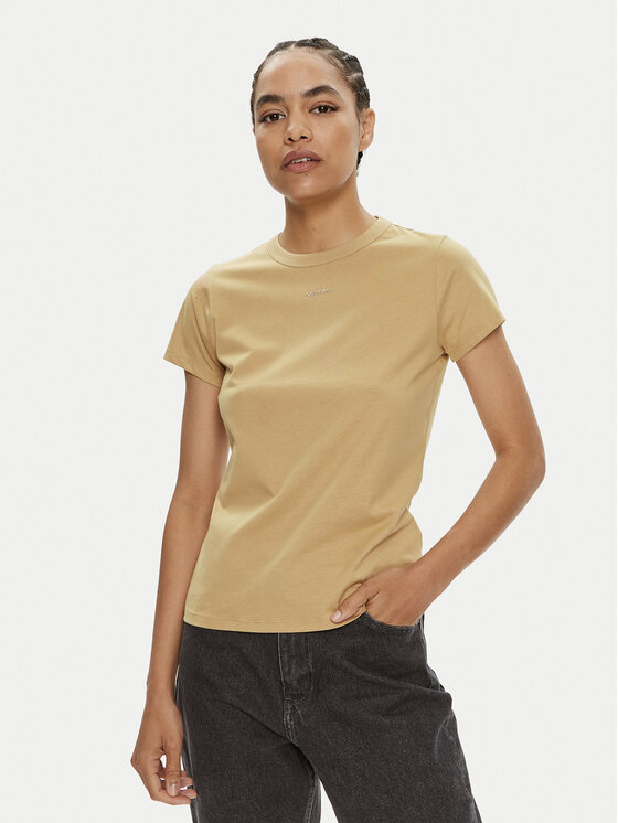 Calvin Klein Calvin Klein Tricou Nano Logo K20K207212 Bej Slim Fit