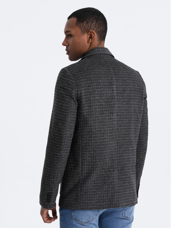 Ombre Ombre Marynarka OM-BLZB-0117 Szary Classic Fit