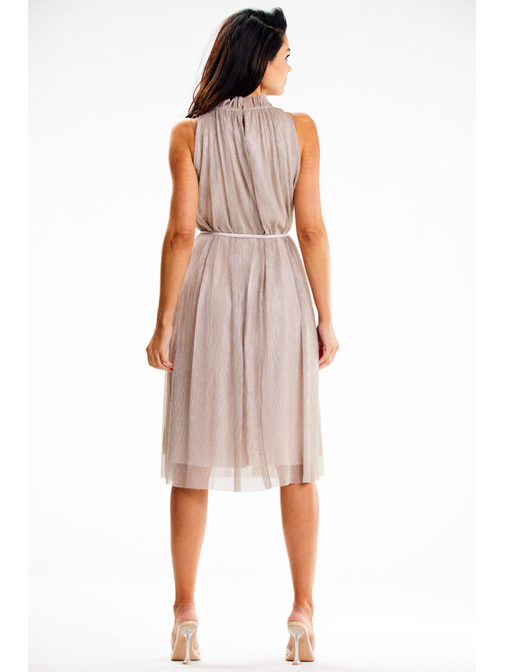 Awama Awama Sukienka wieczorowa A629 Beżowy Basic Fit
