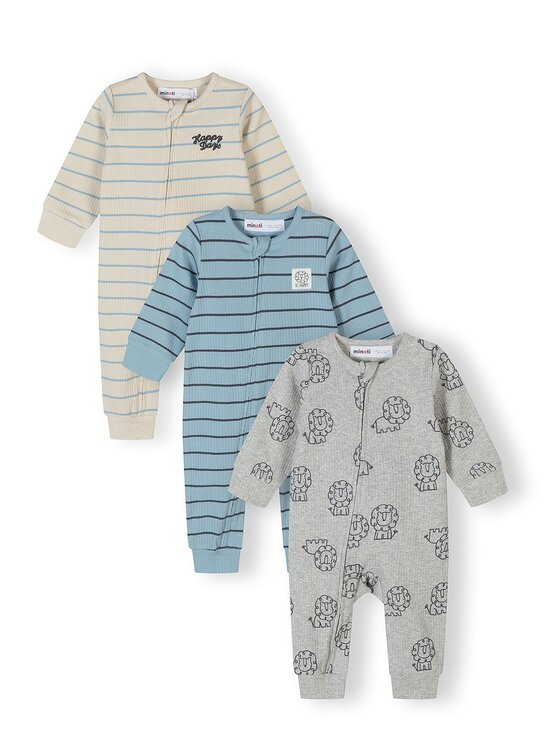 minoti minoti Komplet pajacy 28BABYRIB27 Niebieski Regular Fit