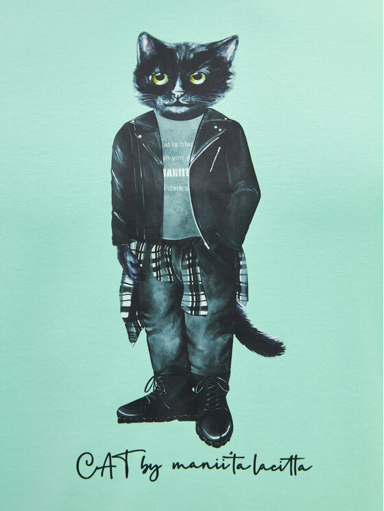 CAT by maniita lacitta CAT by maniita lacitta T-Shirt Printed men's t-shirt with CAT Niebieski Regular Fit