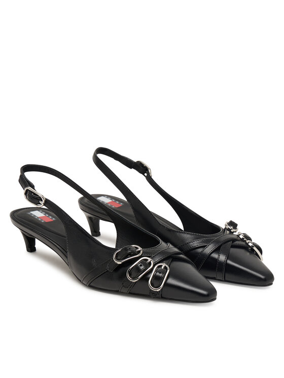 Tommy Jeans Tommy Jeans Lodičky Tjw Sling Back Kitten Heels EN0EN03171 Černá