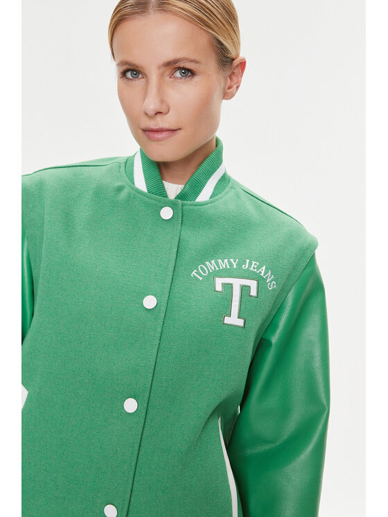 Tommy Jeans Tommy Jeans Μπόμπερ μπουφάν Letterman DW0DW15958 Πράσινο Regular Fit
