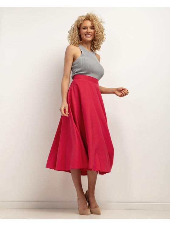 Tessita Tessita Spódnica midi SPÓDNICA_T440 _5_M Czerwony Flared Fit