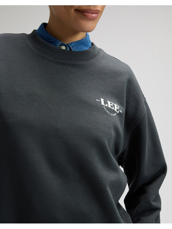 Lee Lee Bluza LOGO CREW SWS Czarny Regular Fit