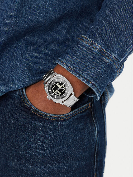 Fossil Fossil Zegarek Machine Big Tic FS6155 Srebrny