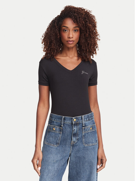 Guess Guess Marškinėliai W6YI13 K3853 Juoda Regular Fit