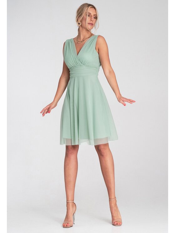 FIGL FIGL Koktejlové šaty M1207 Zelená Flared Fit