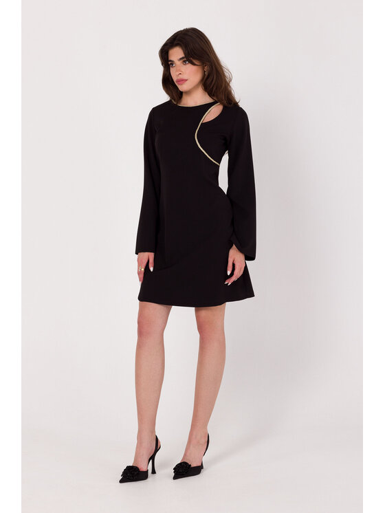 Makover Makover Sukienka codzienna K181 Czarny Modern Fit